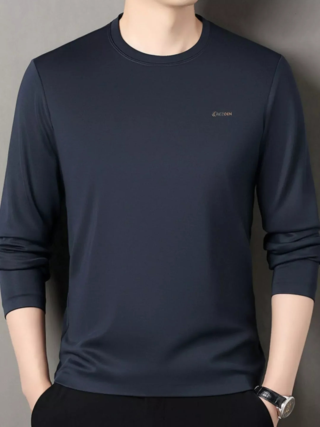 Mens Long Sleeve T-Shirt Relaxed Fit Cotton - BritishMode