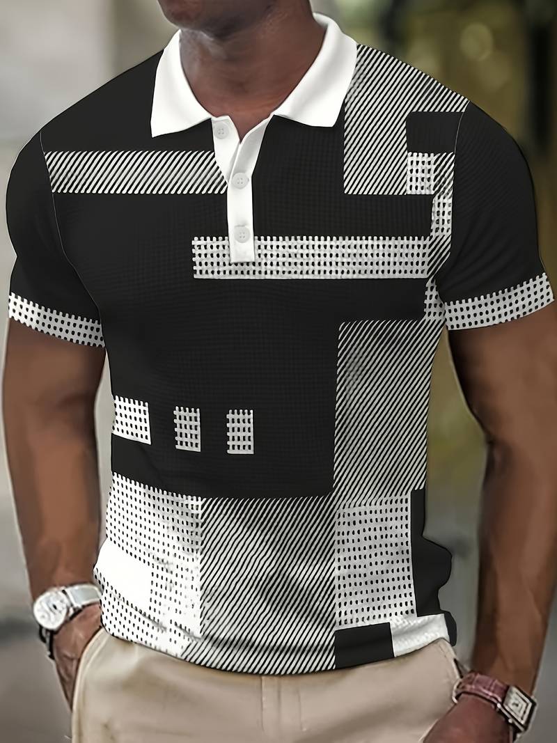 Mens Polo Shirt Cotton Retro Colorblocked Fit - BritishMode