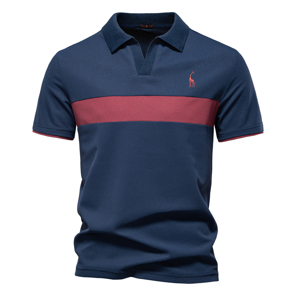 Mens Short Sleeve Polo Shirt with Striped Trim Classic Fit - BritishMode