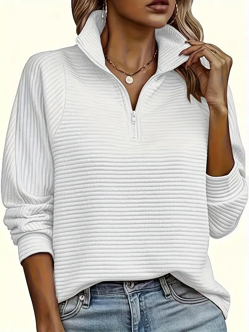 Womens Zipper Sweater Cozy Knit Warm Fit - BritishMode