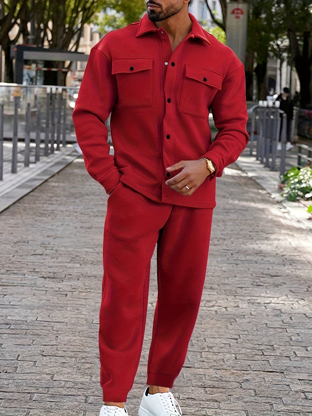 Mens Hoodie and Sweatpants Set Comfortable Graphic Print