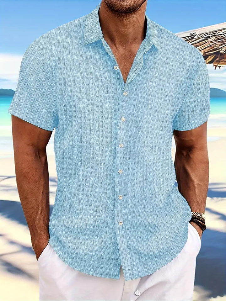 Mens Relaxed Fit Shirt Striped Cotton