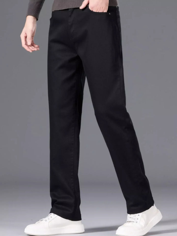 Mens Straight Jeans Classic Fit Cotton Denim