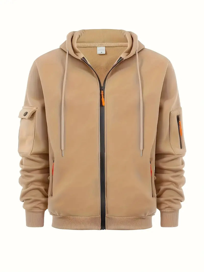 Mens Zip Hoodie Cotton Blend Regular Fit with Pockets