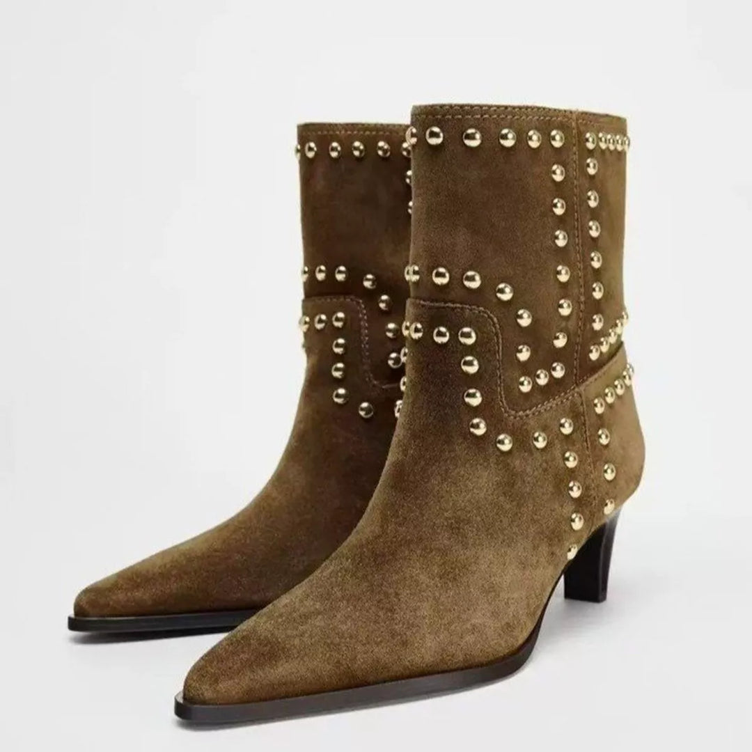 Womens Ankle Boots Narrow Toe Low Heel