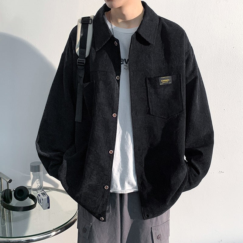 Mens Corduroy Long Sleeve Shirt Relaxed Fit - BritishMode