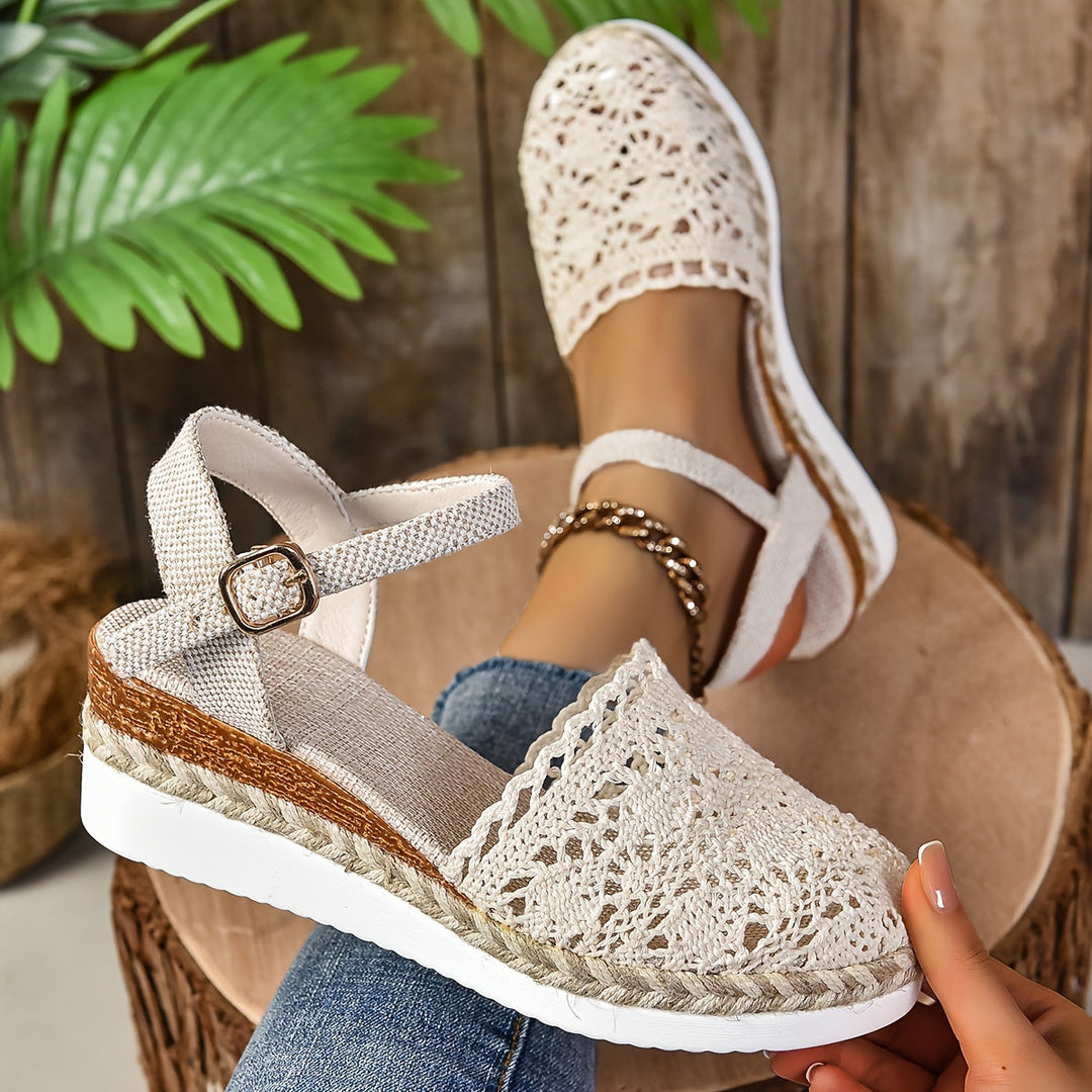 Womens Orthopedic Espadrille Sandals Crochet Adjustable Strap