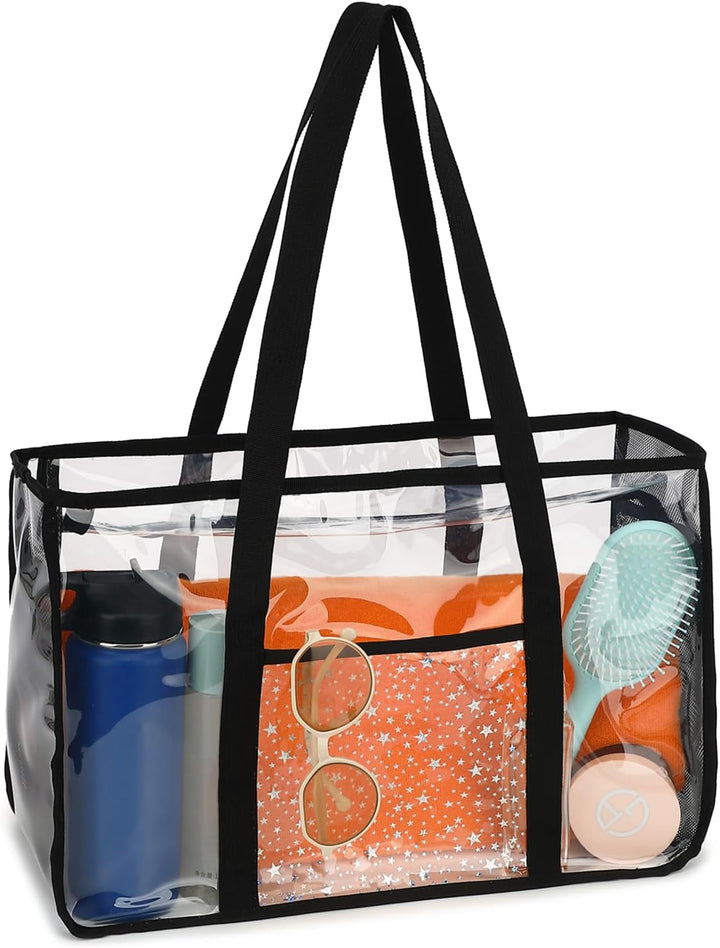 Extra Large Clear Mesh Beach Tote Bag with Pockets
