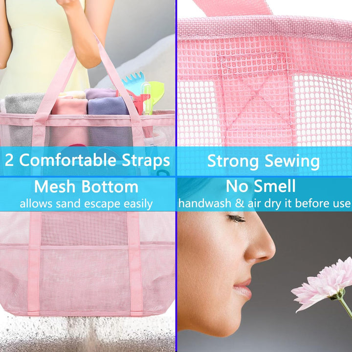 Extra Large Clear Mesh Beach Tote Bag with Pockets