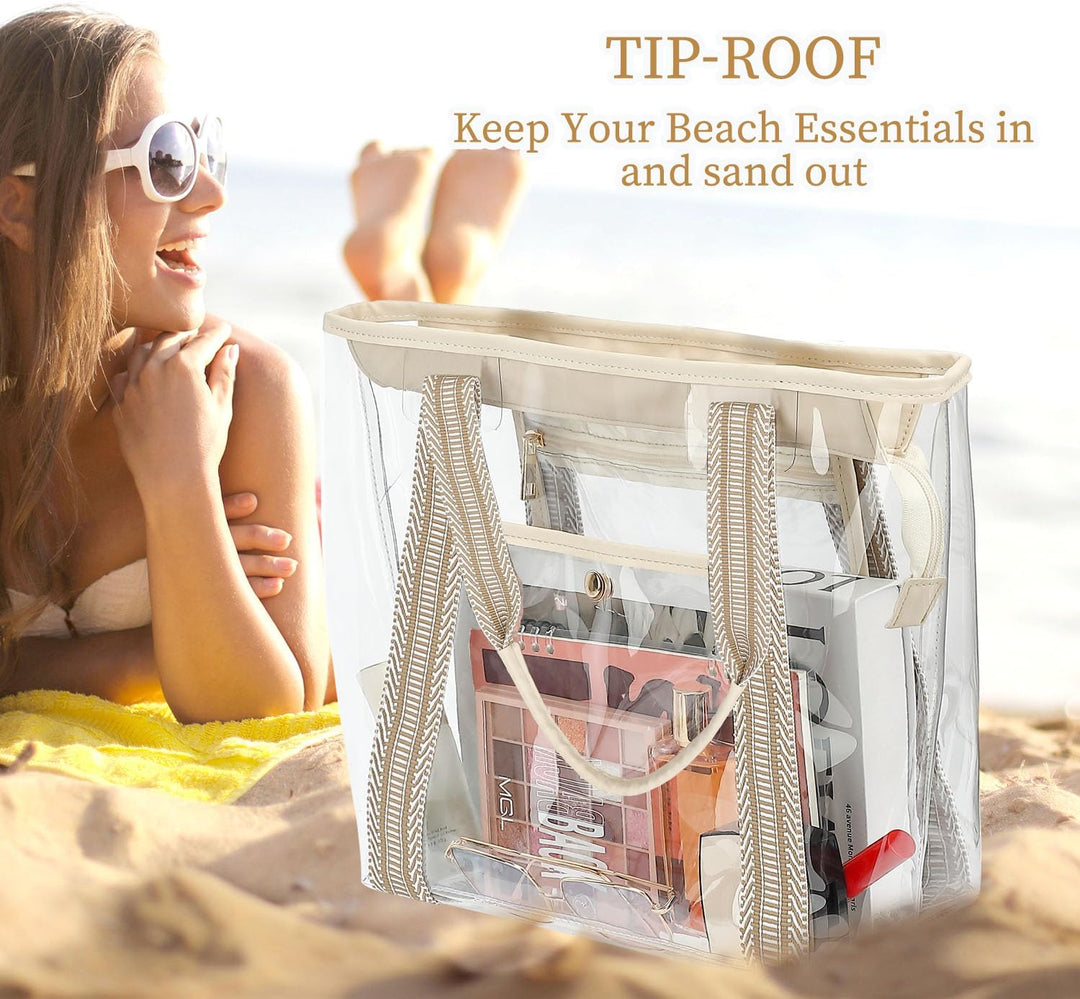 Extra Large Clear Mesh Beach Tote Bag with Pockets