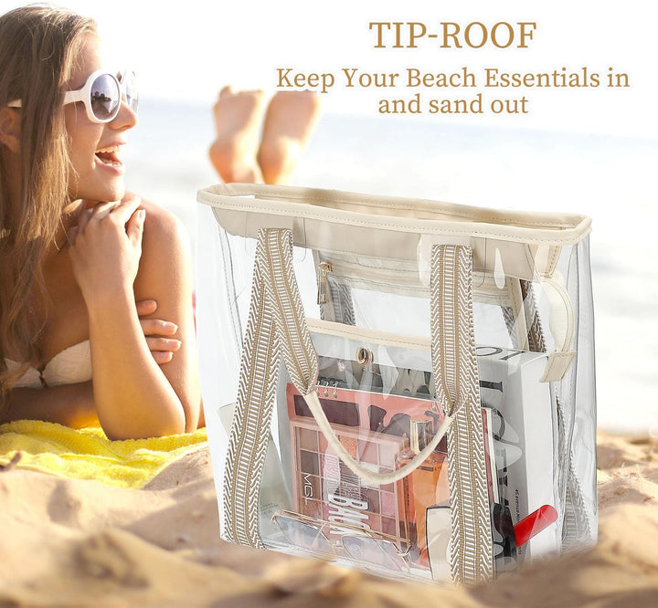 Extra Large Clear Mesh Beach Tote Bag with Pockets