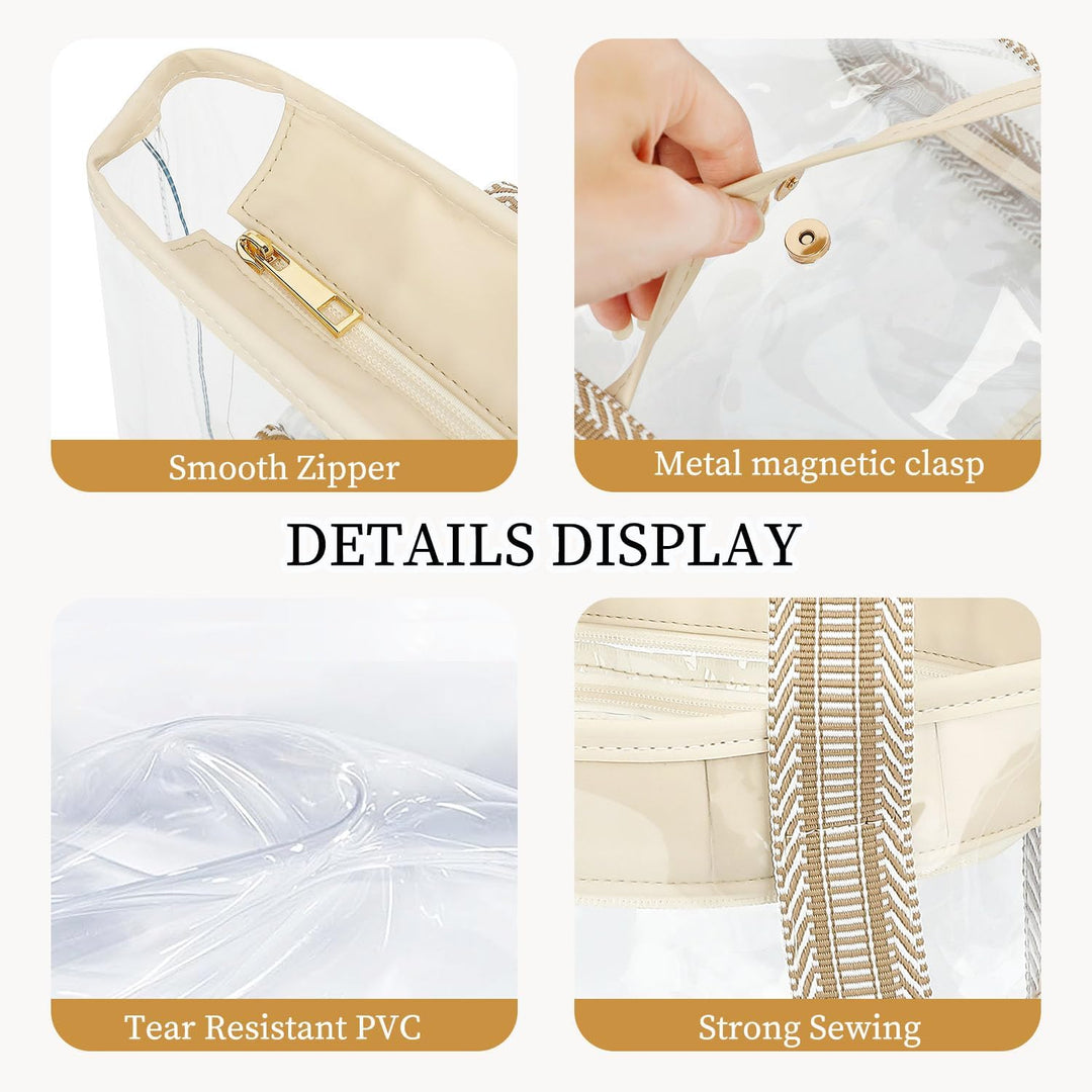 Extra Large Clear Mesh Beach Tote Bag with Pockets