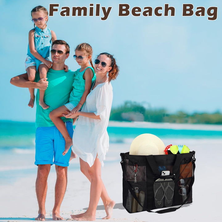 Extra Large Clear Mesh Beach Tote Bag with Pockets