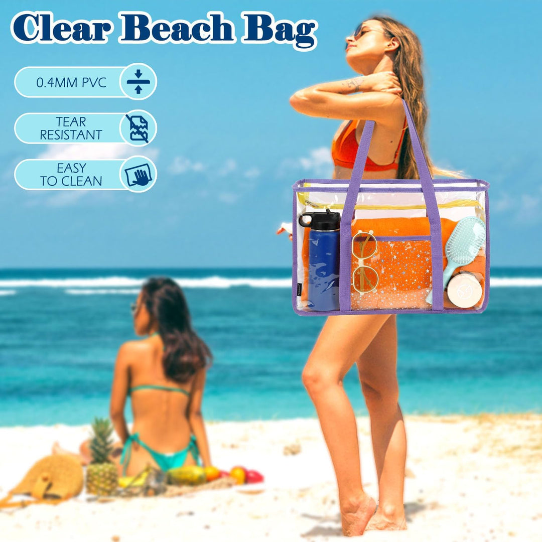 Extra Large Clear Mesh Beach Tote Bag with Pockets