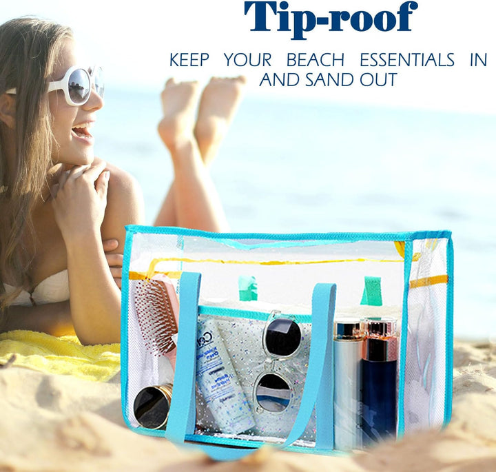 Extra Large Clear Mesh Beach Tote Bag with Pockets