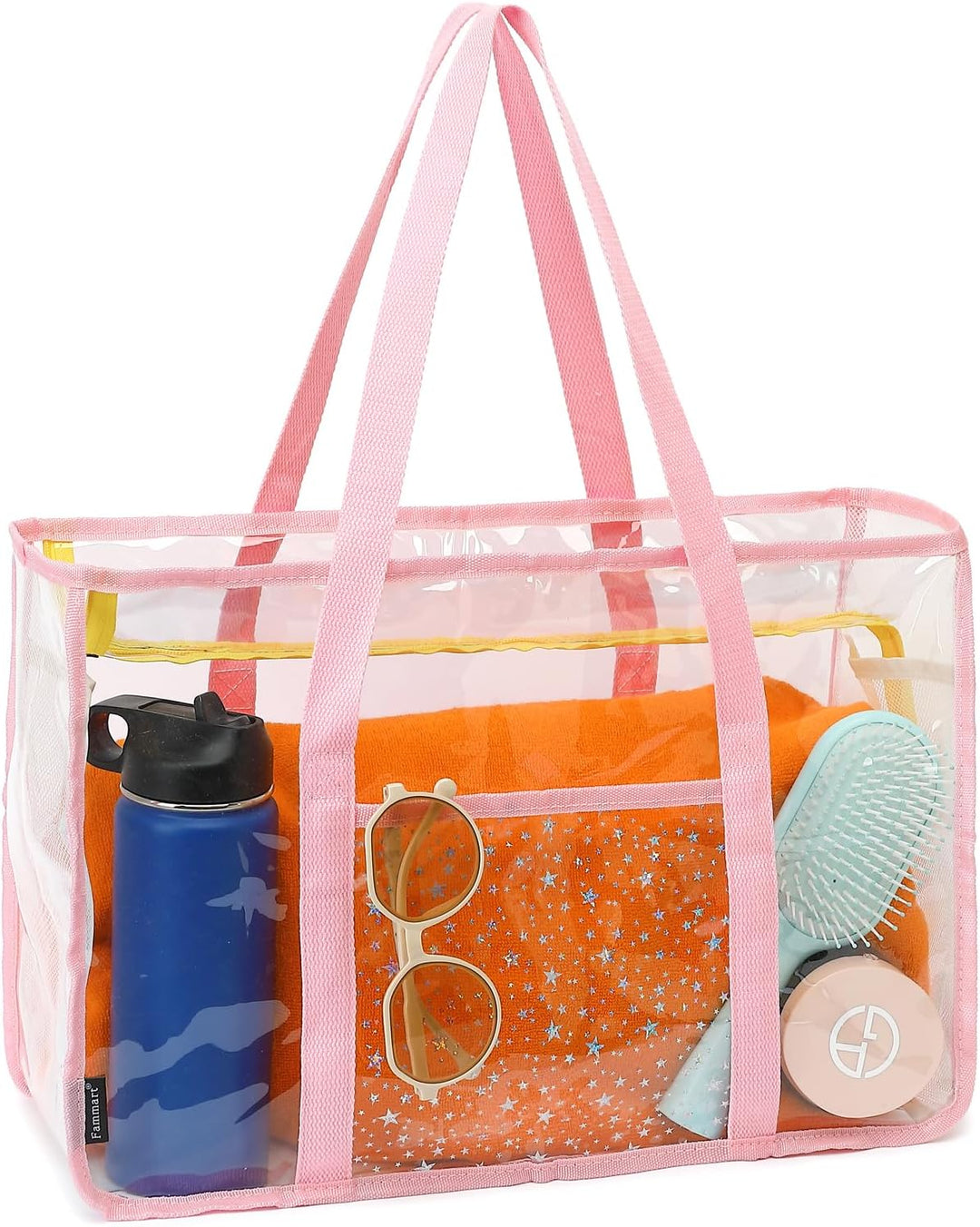 Extra Large Clear Mesh Beach Tote Bag with Pockets