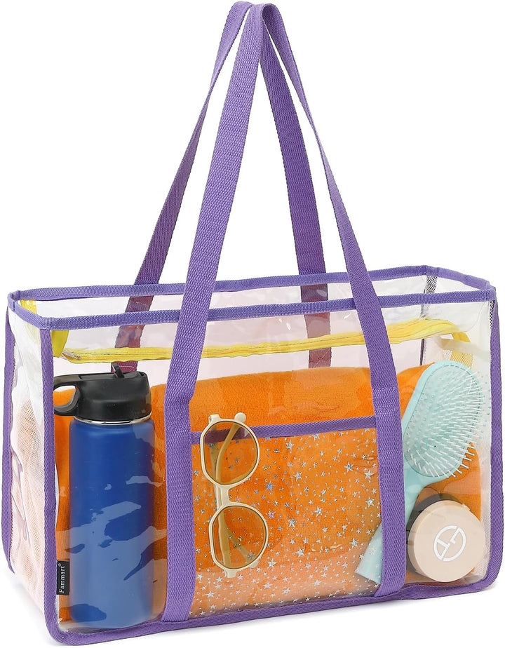 Extra Large Clear Mesh Beach Tote Bag with Pockets