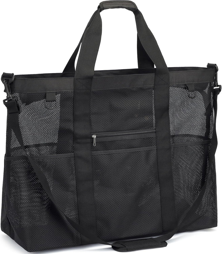 Extra Large Clear Mesh Beach Tote Bag with Pockets