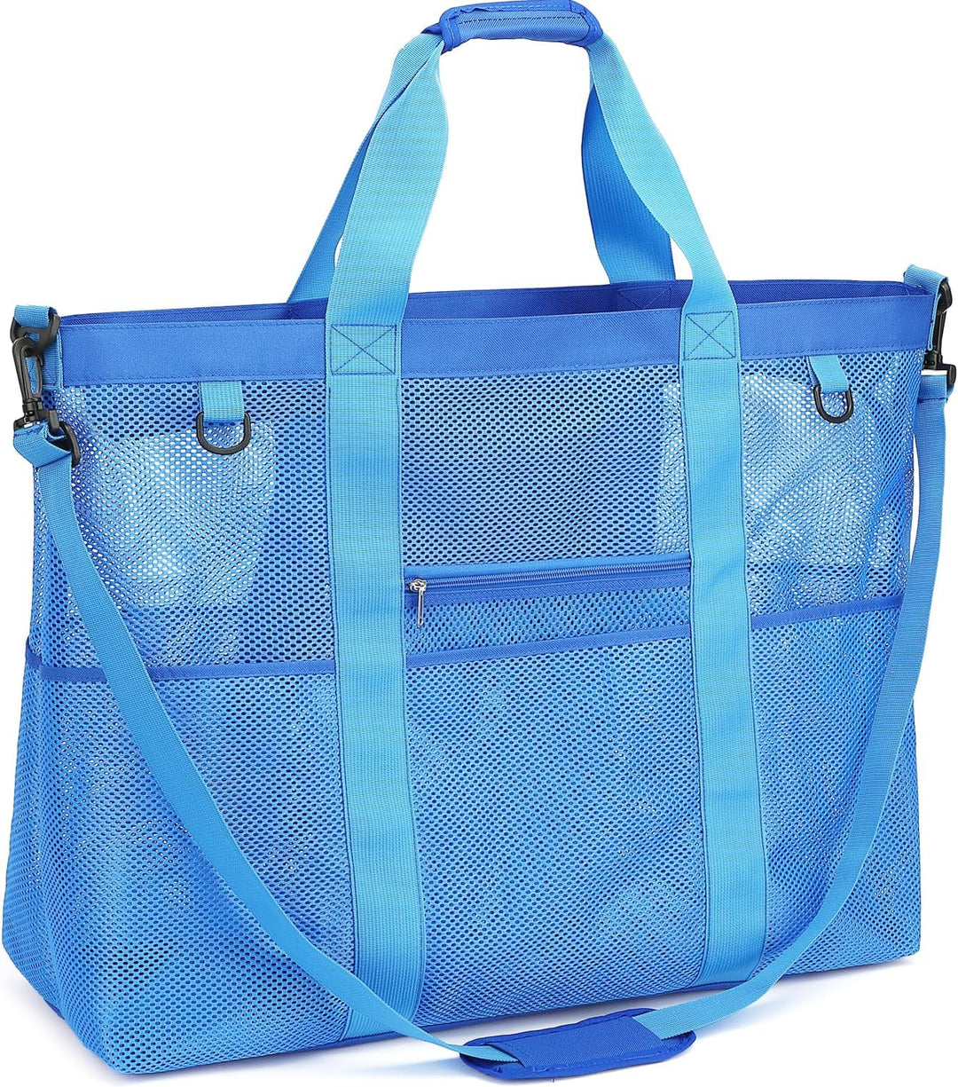 Extra Large Clear Mesh Beach Tote Bag with Pockets