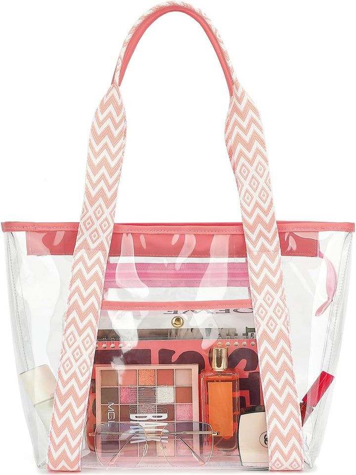 Extra Large Clear Mesh Beach Tote Bag with Pockets