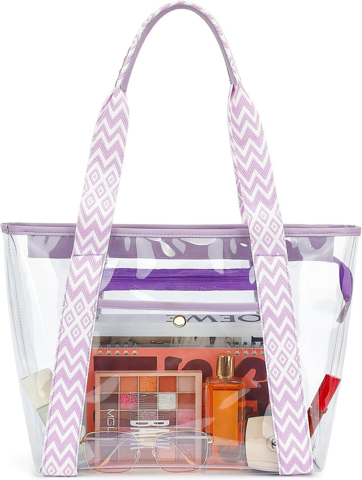 Extra Large Clear Mesh Beach Tote Bag with Pockets