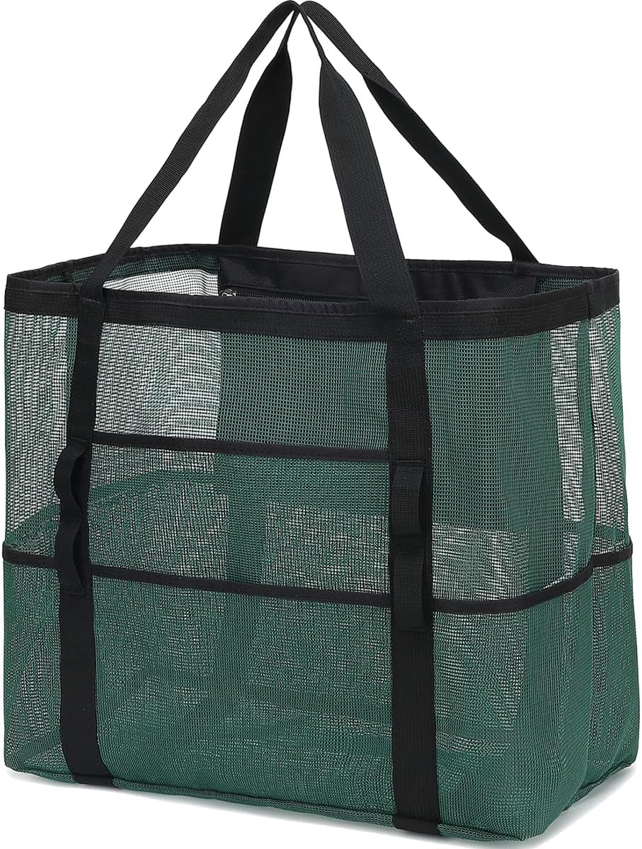 Extra Large Clear Mesh Beach Tote Bag with Pockets