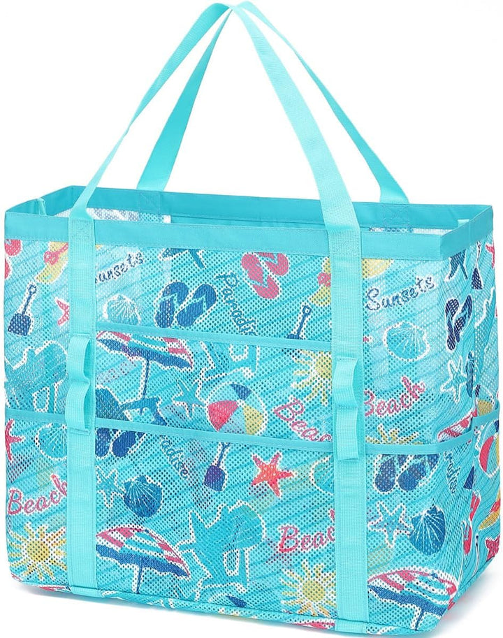 Extra Large Clear Mesh Beach Tote Bag with Pockets