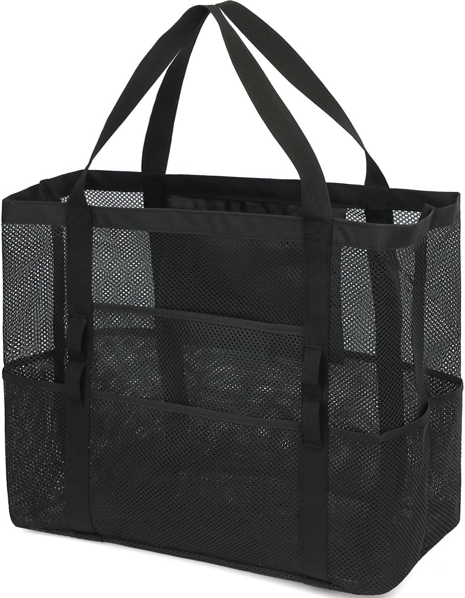 Extra Large Clear Mesh Beach Tote Bag with Pockets