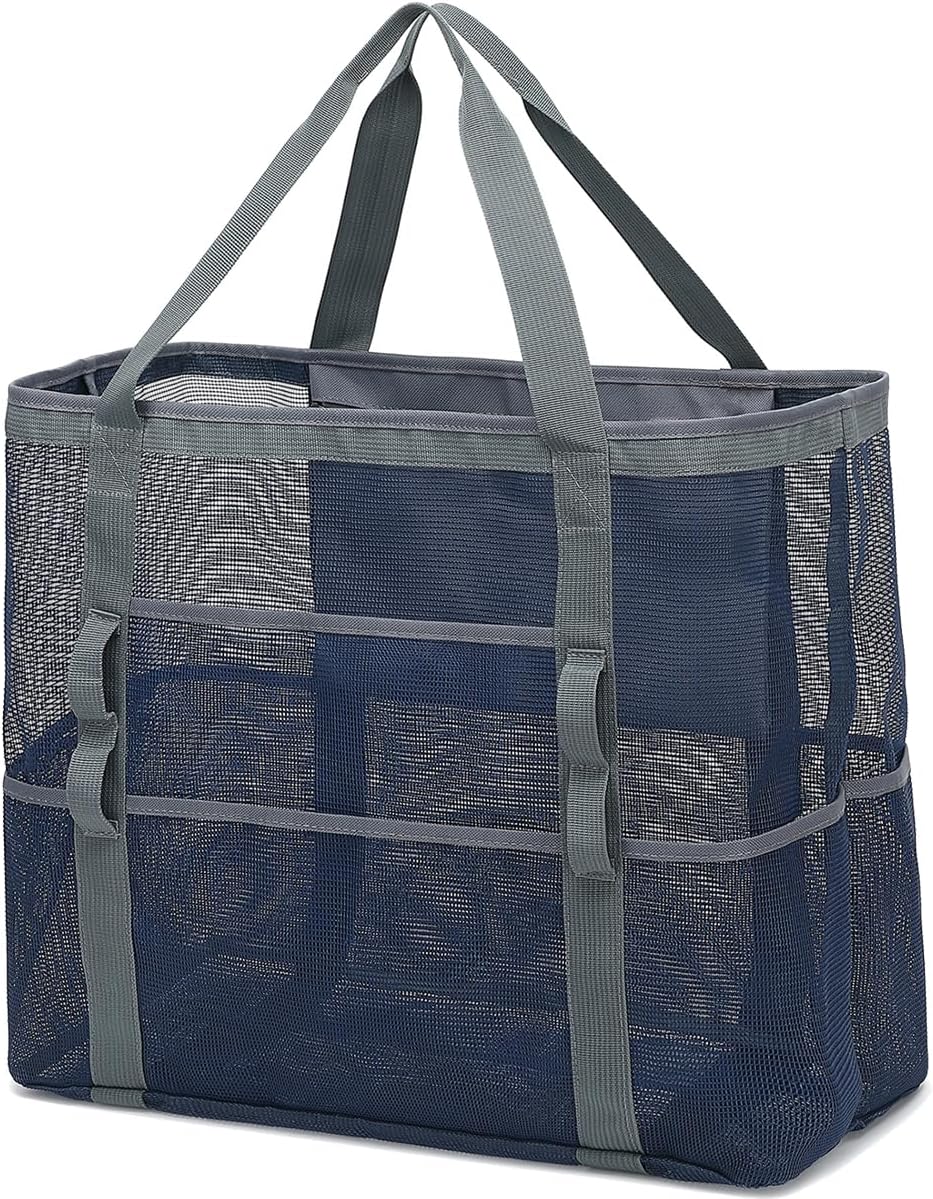 Extra Large Clear Mesh Beach Tote Bag with Pockets
