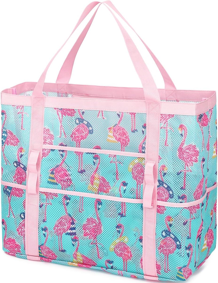 Extra Large Clear Mesh Beach Tote Bag with Pockets
