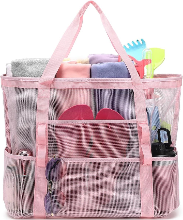 Extra Large Clear Mesh Beach Tote Bag with Pockets