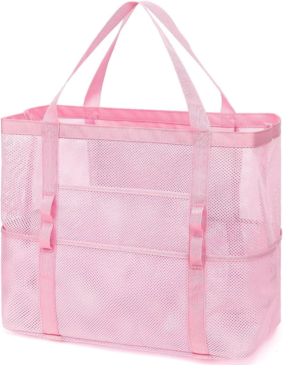 Extra Large Clear Mesh Beach Tote Bag with Pockets