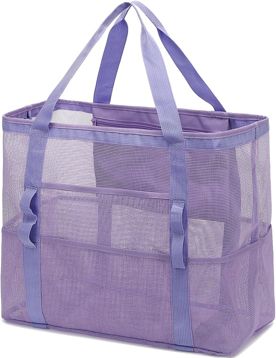 Extra Large Clear Mesh Beach Tote Bag with Pockets