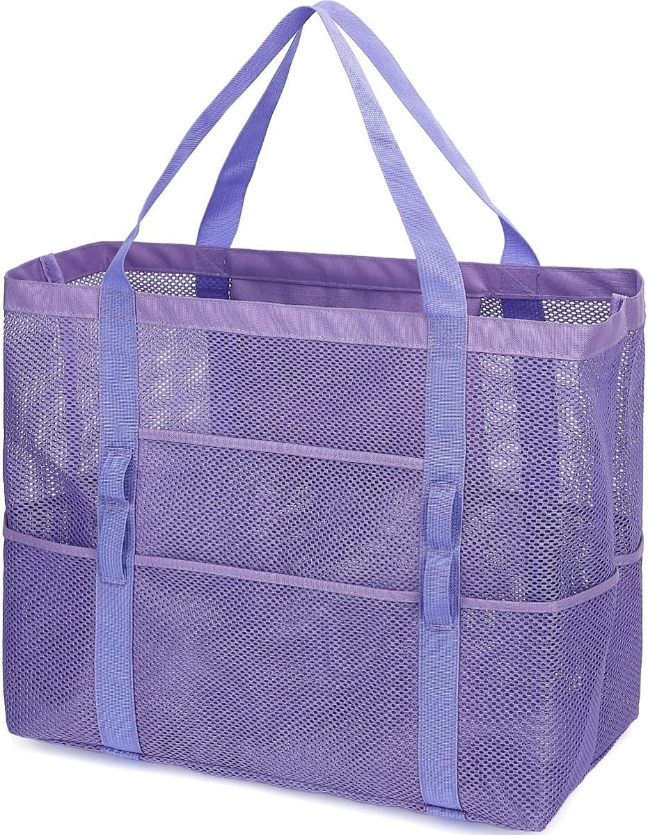 Extra Large Clear Mesh Beach Tote Bag with Pockets