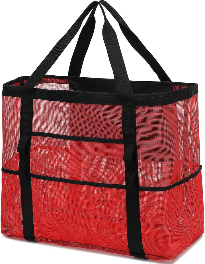Extra Large Clear Mesh Beach Tote Bag with Pockets