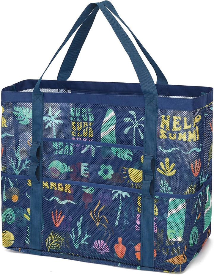 Extra Large Clear Mesh Beach Tote Bag with Pockets