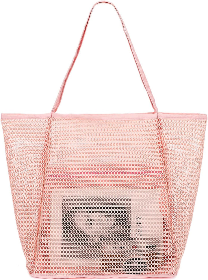 Extra Large Clear Mesh Beach Tote Bag with Pockets