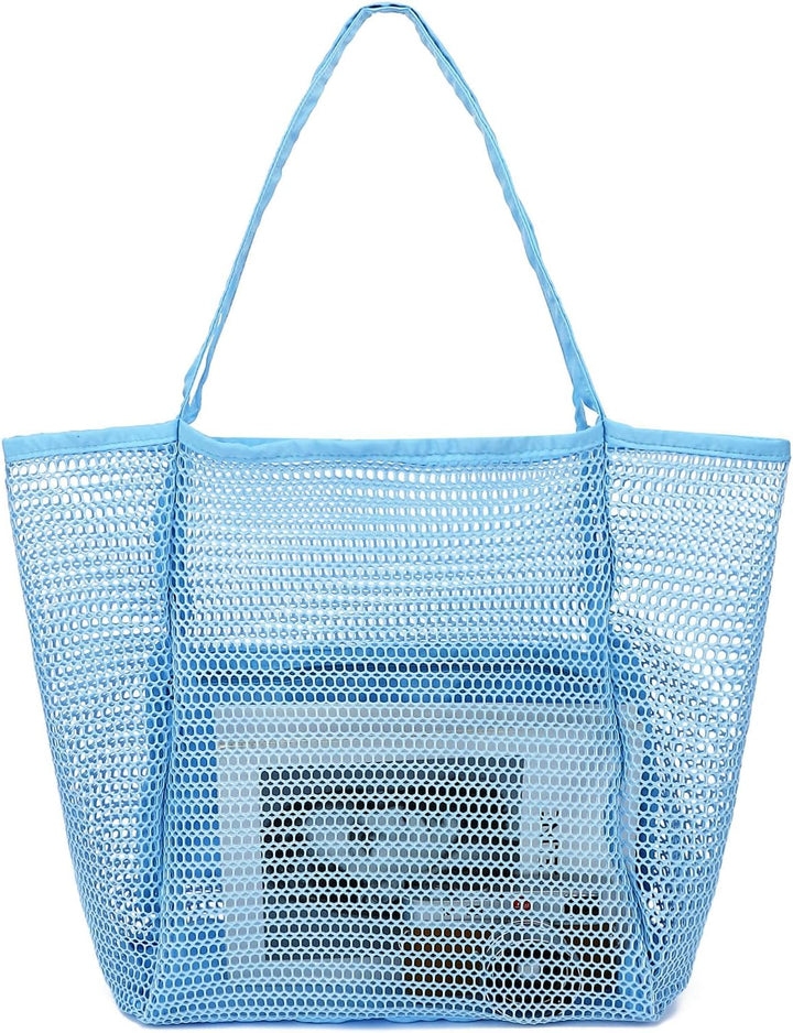 Extra Large Clear Mesh Beach Tote Bag with Pockets
