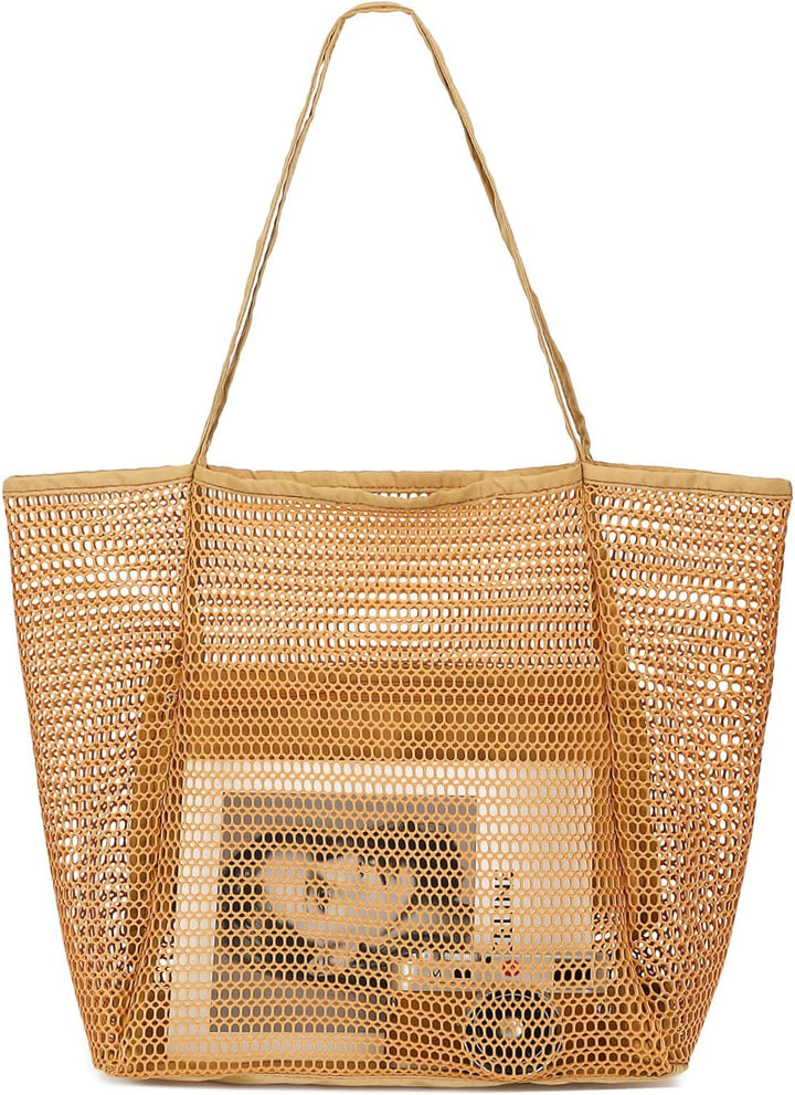 Extra Large Clear Mesh Beach Tote Bag with Pockets