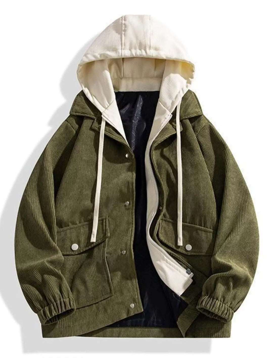Mens Hoodie Coat with Rugged Textured Fabric