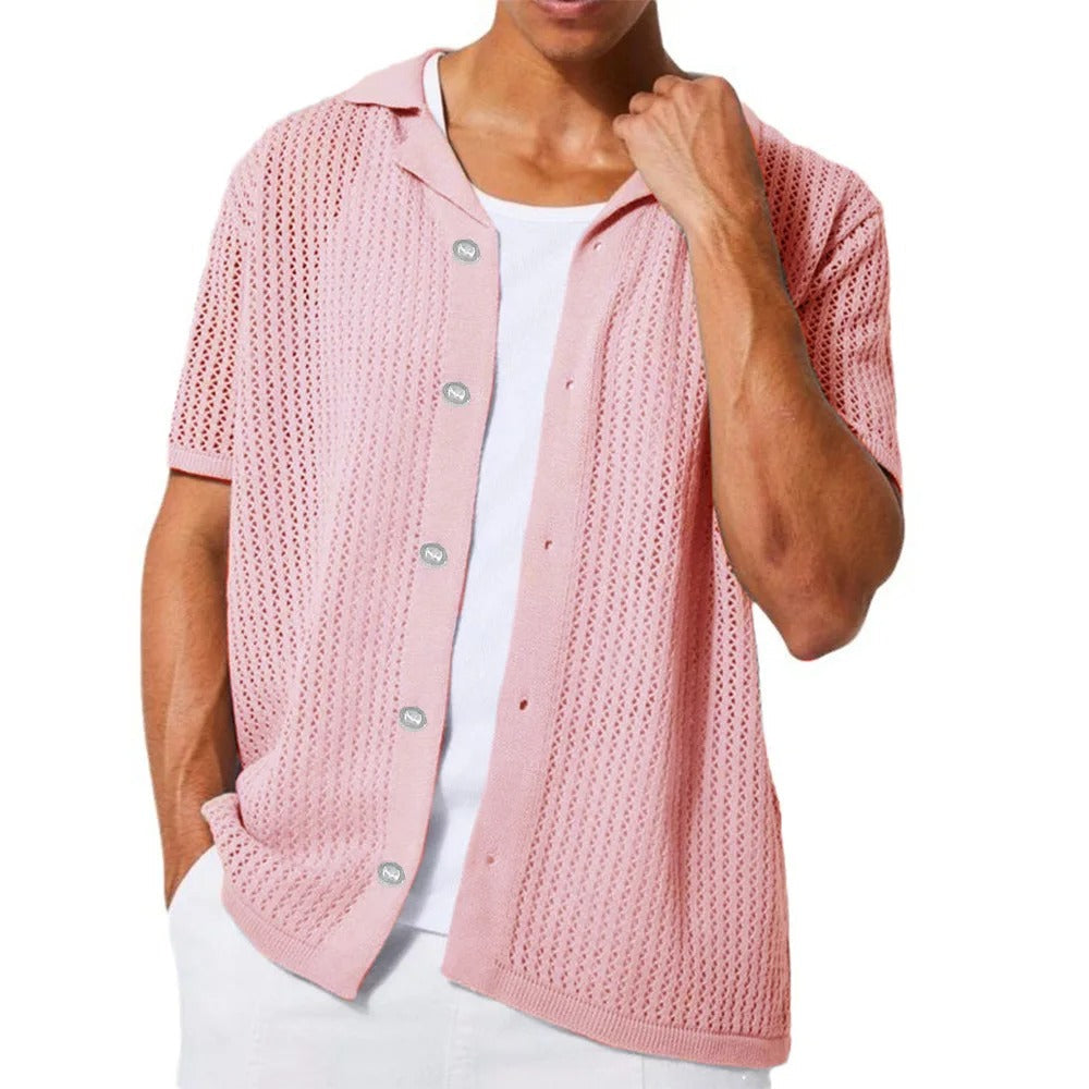 Womens Crochet Blouse Button Front Airy Fit