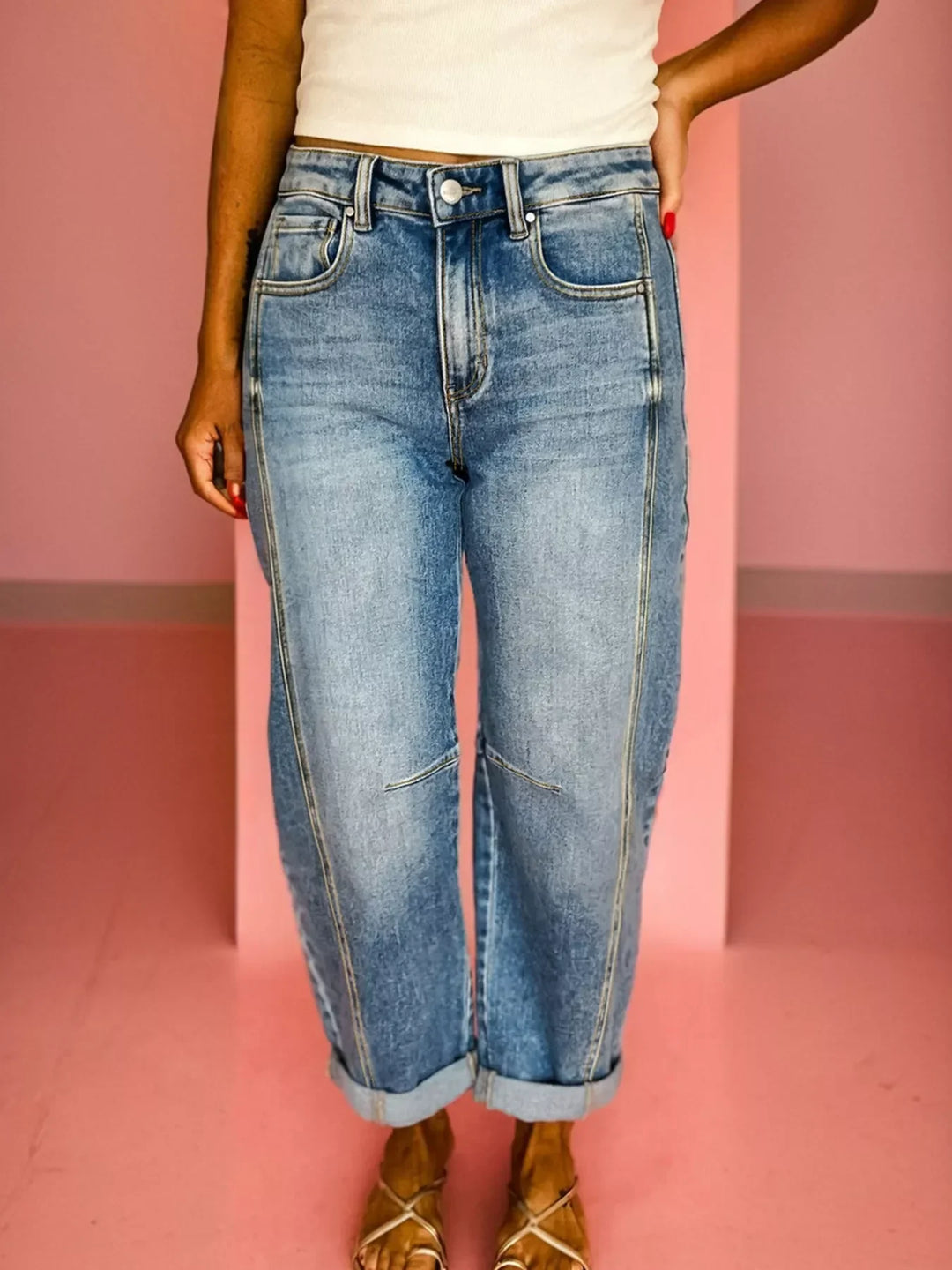Womens Straight Leg Jeans Distressed Classic Fit - BritishMode