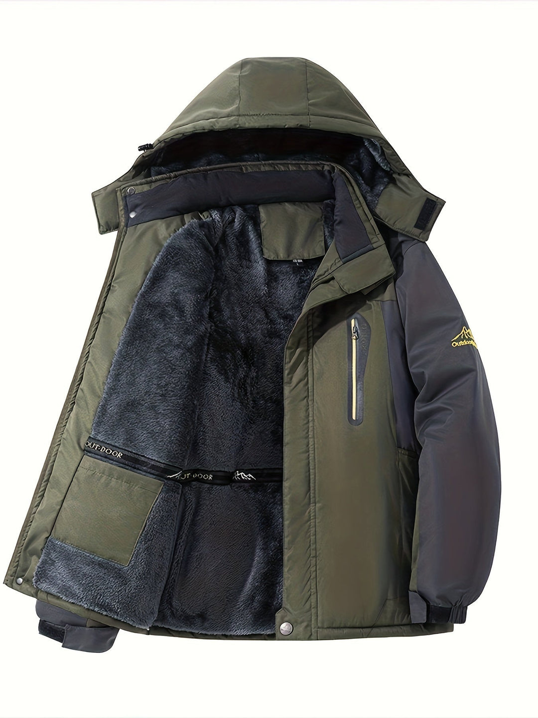 Mens Winter Coat Insulated Fleece Cozy Fit