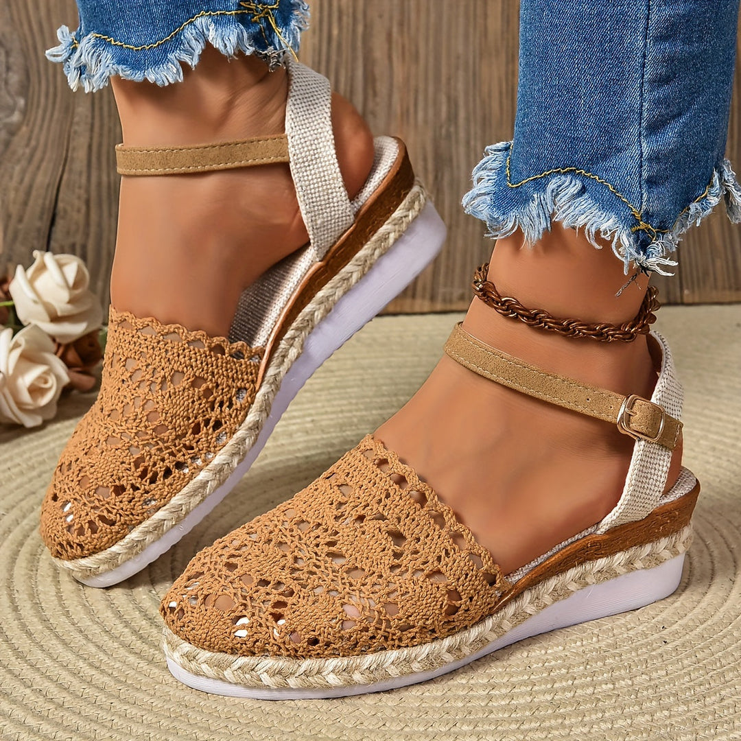Womens Orthopedic Espadrille Sandals Crochet Adjustable Strap