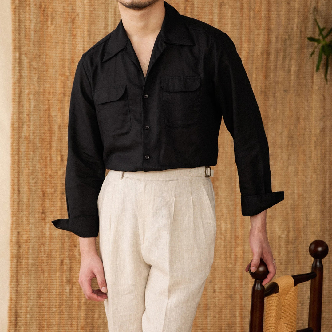 Womens Linen Shirt with Pocket Elegant Fit