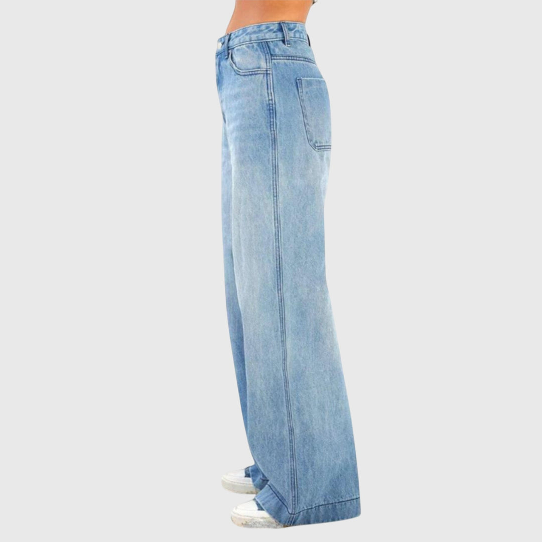 Womens High-Waist Wide-Leg Denim Jeans Relaxed Fit