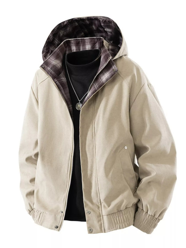 Mens Hooded Zip-Up Jacket Large Size