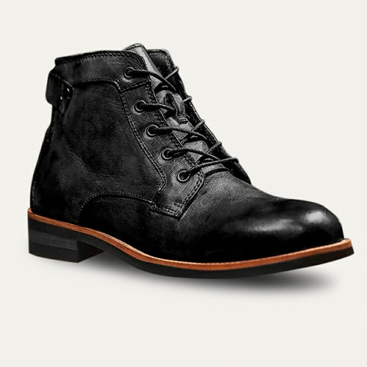 Mens Leather Ankle Boots Lace-Up Vintage Style