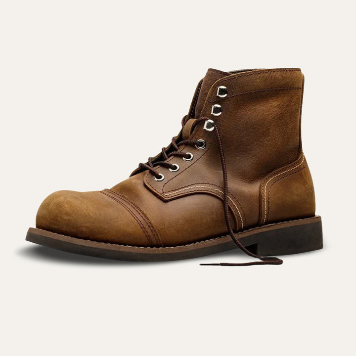 Mens Leather Combat Boots Lace-Up Style - BritishMode