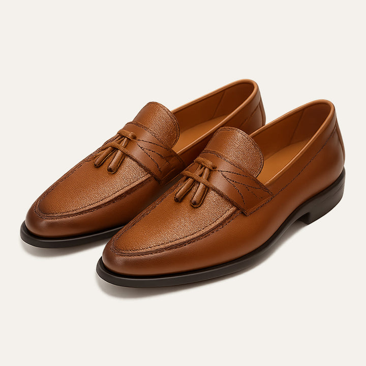 Mens Formal Leather Tassel Loafers Classic Fit - BritishMode